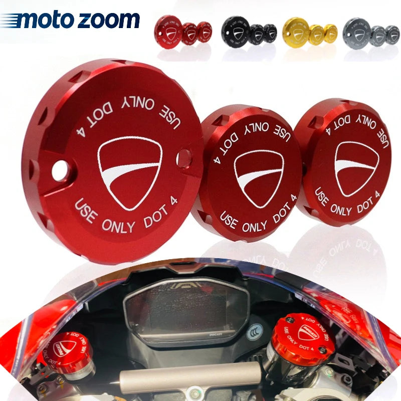 Clutch and brake fluid reservoir cover with engine oil cap set for Ducati Panigale V2, V4 and Hypermotard 950, 1100, 1200