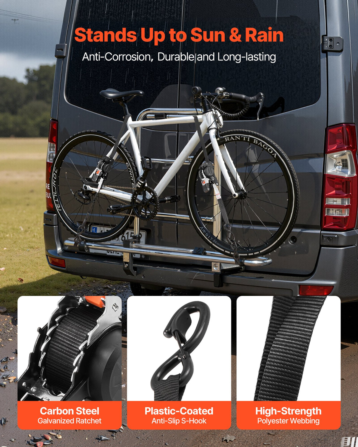 Soft loops included with the retractable ratchet tie-down strap set